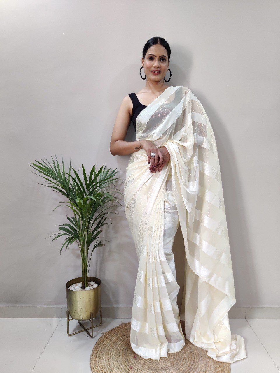 Ready To Wear Soft Silk Multi Color With Copper Fabric And Fancy Satin Saree | Vootbuy