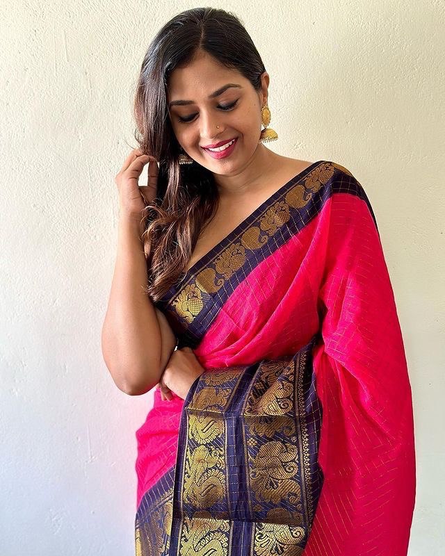 pink silk saree
