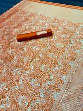 KanjiWaram Traditional Pure Soft Silk With Gold Zari Fanta Color Saree