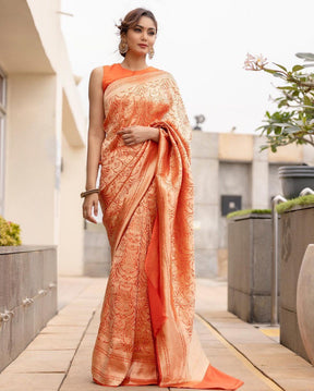 kanjivaram traditional pure soft silk with gold zari saree