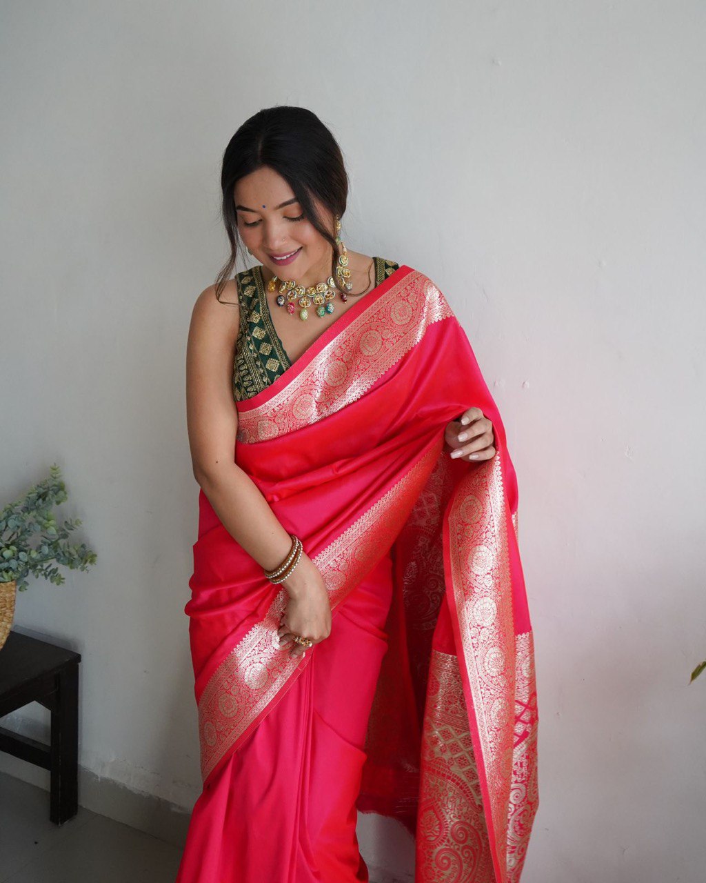 red wedding soft saree