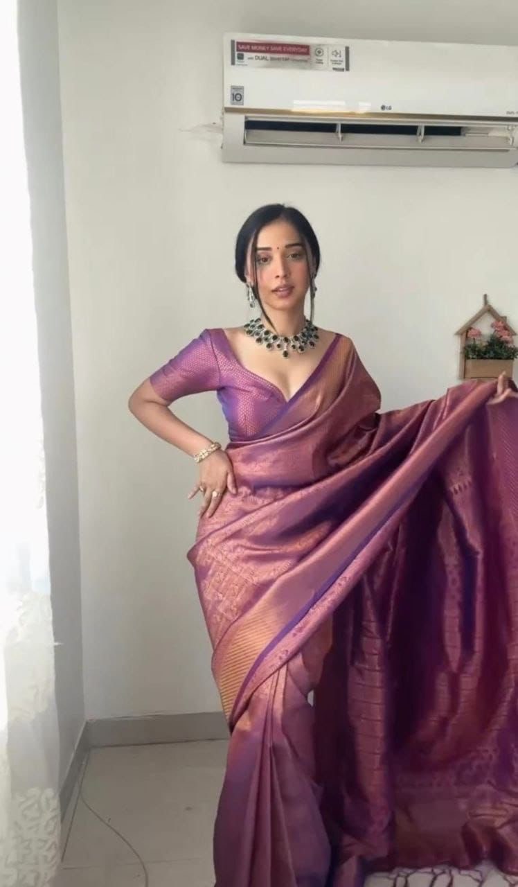 jacquard soft lichi silk saree