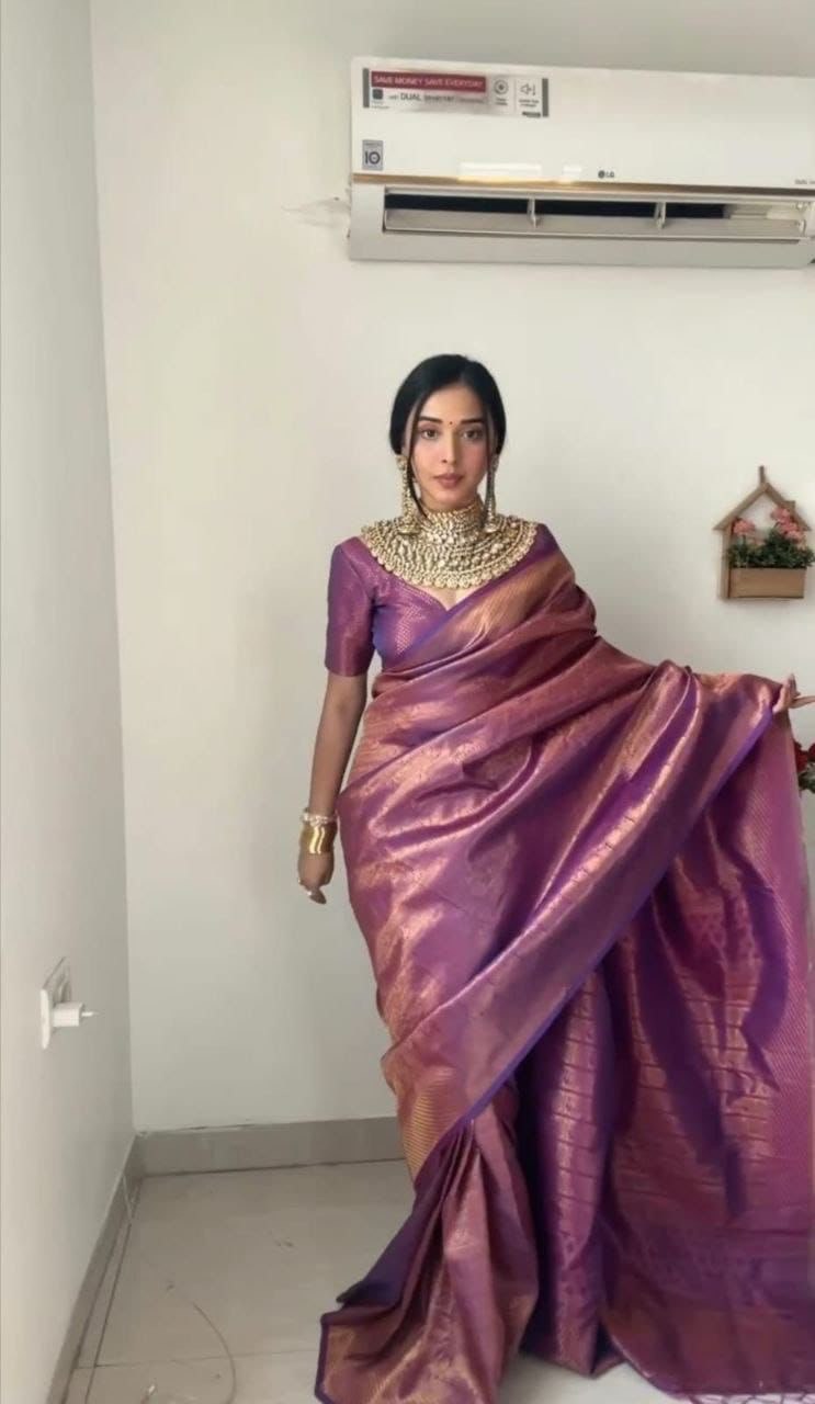 one minute soft litchi silk with jacquard work saree