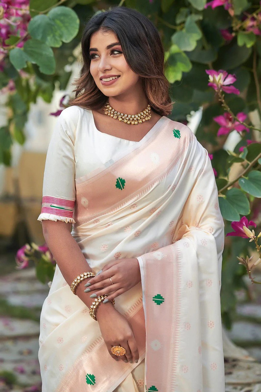 Rose Gold Zari Pure Silk Wedding Special Paithani Saree|