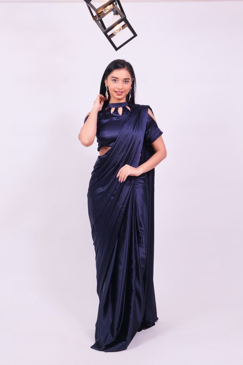 blue ready to wear saree for women