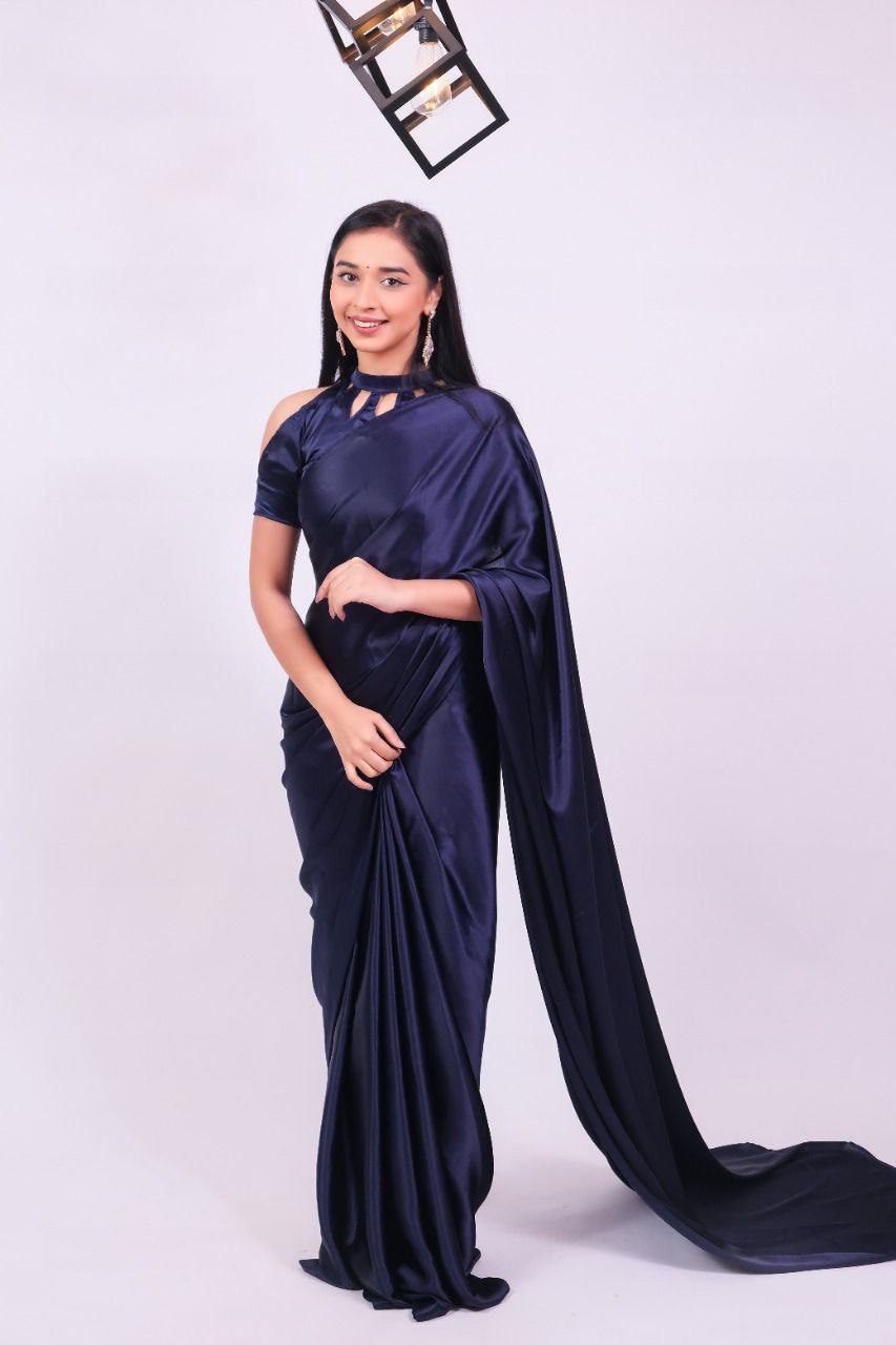 blue ready to wear saree