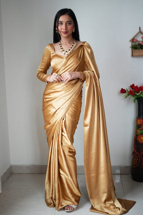 Bollywood Super Hit Ready To Wear One Minute Multi Color Satin Soft Fabric Saree | Vootbuy