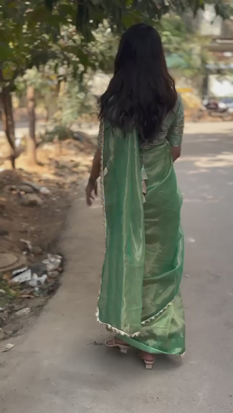 green bollywood pure jimi chu soft silk saree for wedding