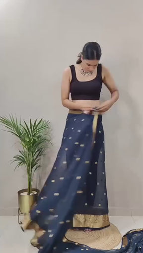 One Minute Ready To Wear Multi Color Soft Silk Fabric Saree | Vootbuy