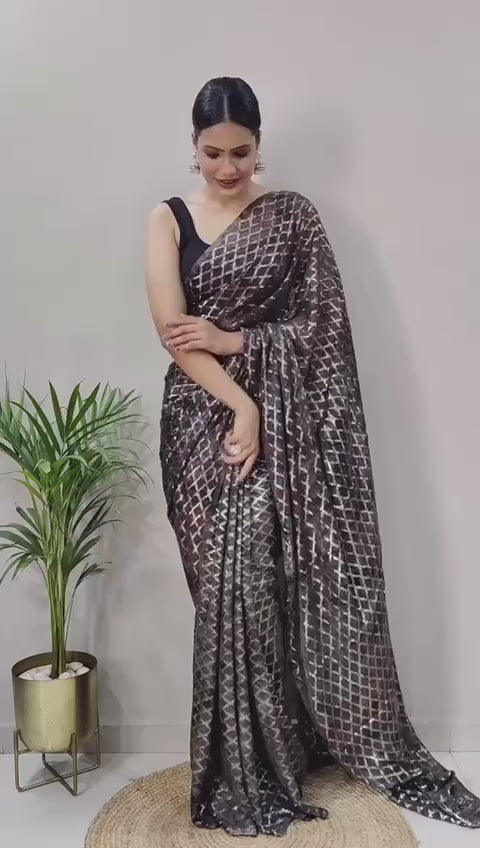 soft silk saree in black for women