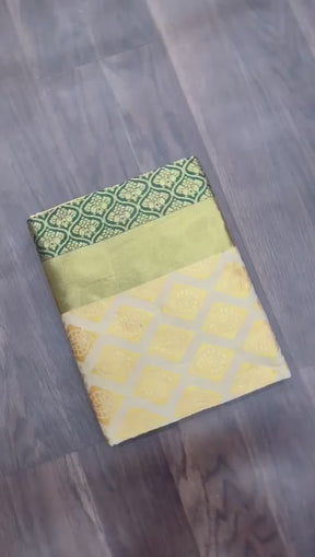Pre Festival Special Pure Silk Banarasi Fabric Kadwa Technique Green Color Saree | Vootbuy