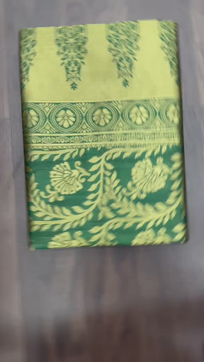 Wedding Special Banars Soft Silk Dark Green Masterpiece Finest KADWA Technique Saree | Vootbuy