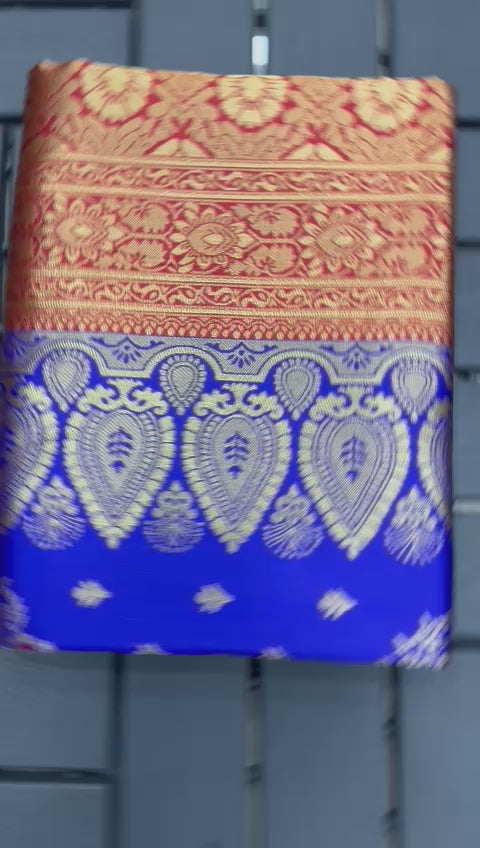 blue color wedding saree for women