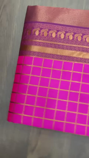 Banarasi Lichi Silk Saree Kadwa technique Pink Color Saree | Vootbuy