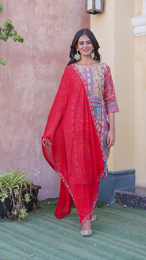 Pakistani Maslin Printed Kurti Set with Dupatta