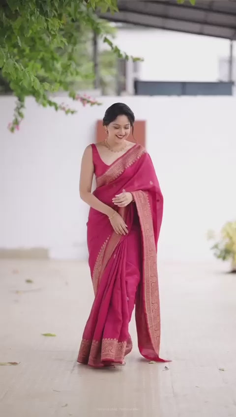 Artisanal Banarsi Soft Silk Saree showcasing the mastery of Kadwa technique