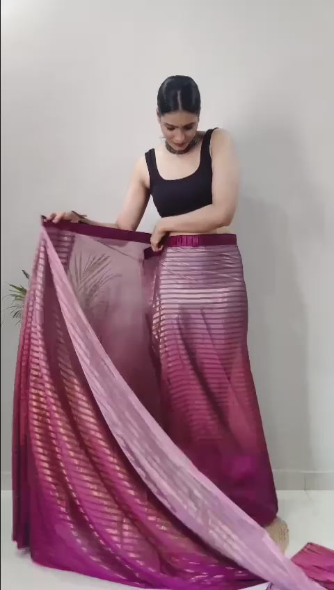 satin multi colour saree for women