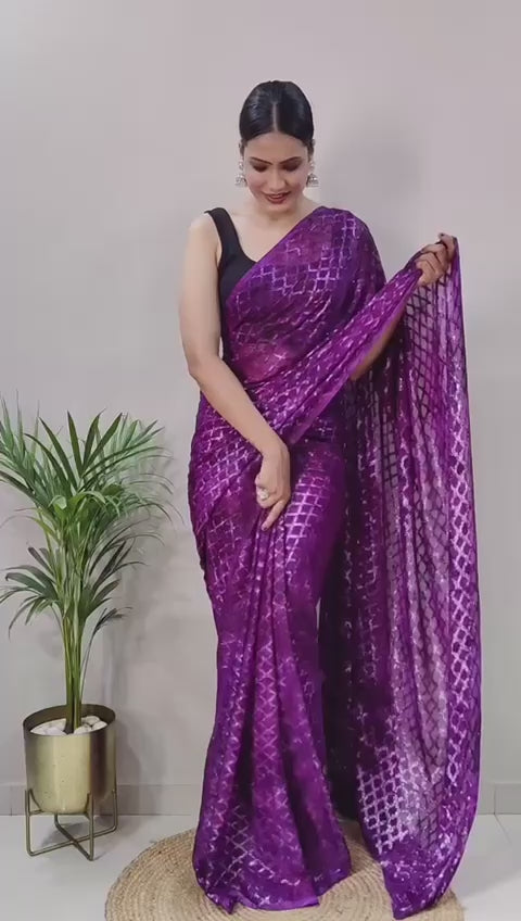 purple soft silk saree