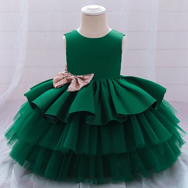 Baby Girls Net Birthday Party Green Dress by Vootbuy - 1 - 2 Yrs
