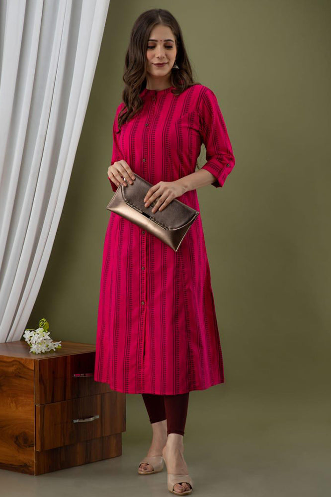 Red Soft Cotton Straight Kurti for Casual Wear