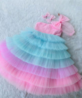 Vootbuy Multicolor Net Unicorn Dress for kids | 9-12 months