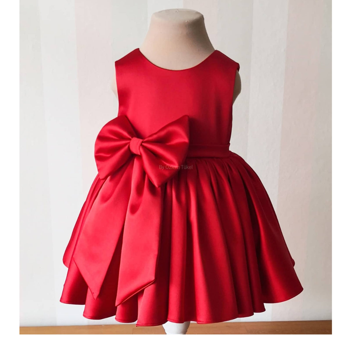 Kids Red Silk Party Frock/Dress with Fancy Bow - VOOTBUY | 0.6 to 6 Yrs
