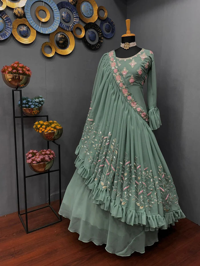 Georgette indo western gown.