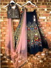 Black Colour Embroidered Attractive Party Wear silk Lehenga