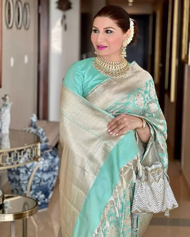 party wear kanjivaram soft silk saree