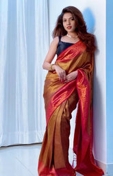 Women's Party Wear Zari Weaving Banarasi Soft Silk Saree - Vootbuy