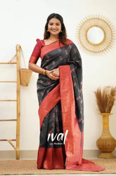 Elegant Black Banarasi Soft Silk Blend Saree with Intricate Zari Weaving