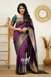 Flower Zari Woven Design Kanjivaram Silk Blend Wedding Saree - Vootbuy
