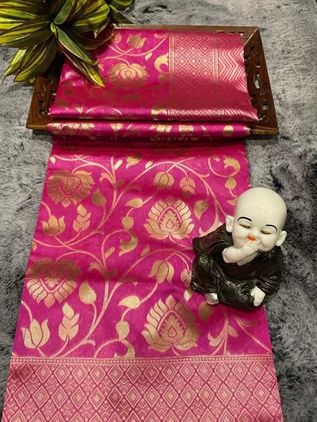 pink beautiful jacquard silk saree