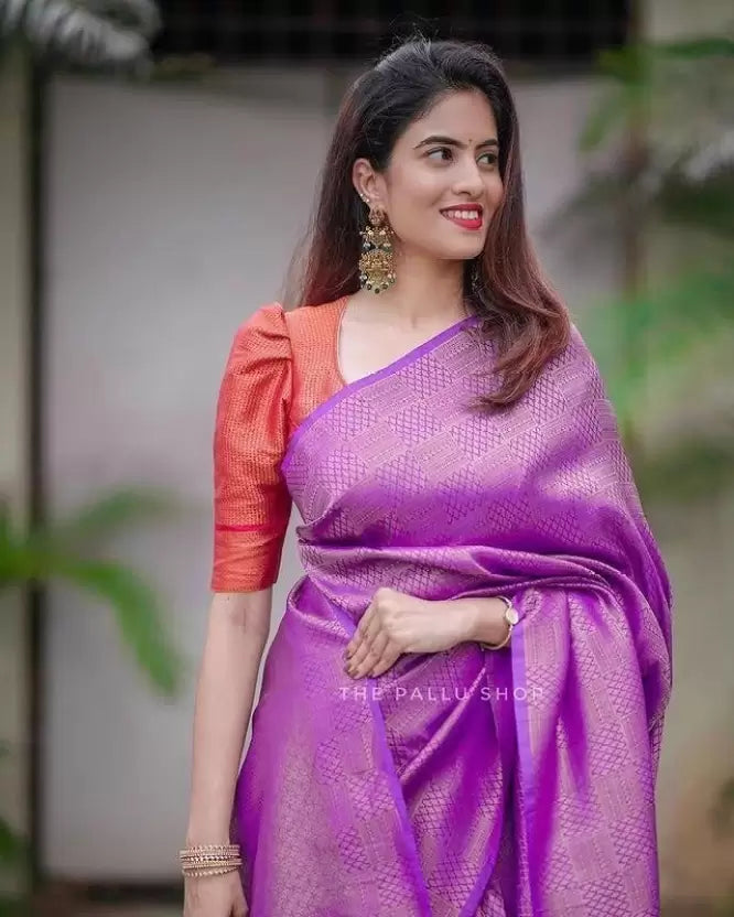 purple kanjivaram art silk saree