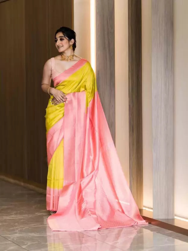 Festive Special Soft Lichi Silk Banarasi Saree with Intricate Details