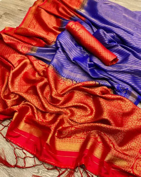 Latest Designer Beautiful Woven Design Jacquard Pure Silk Saree - Vootbuy