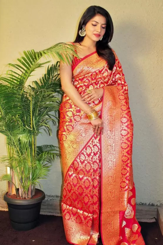 Traditional Banarasi Pure Art Silk Saree embellished with charming tassels
