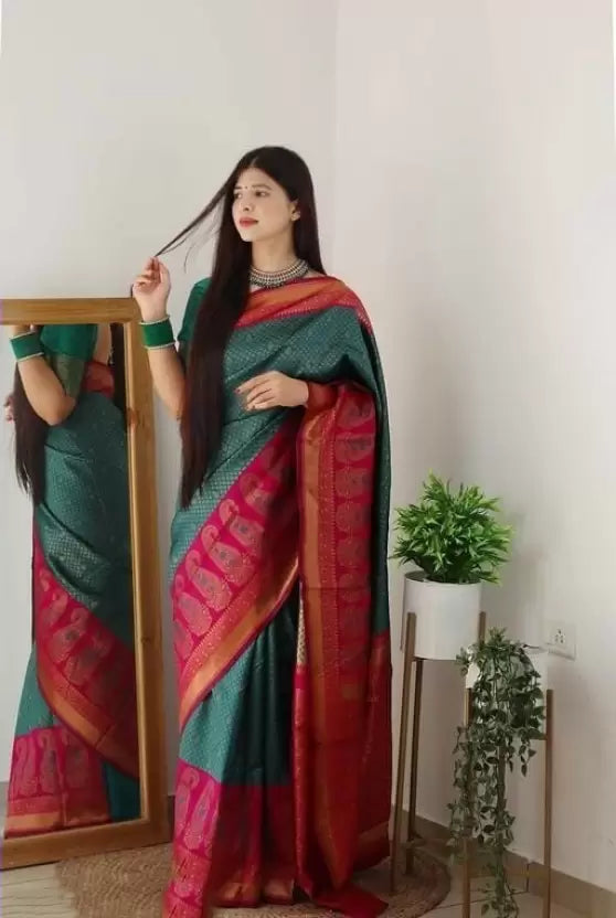party wear golden zari weaving kanjivaram pure silk saree