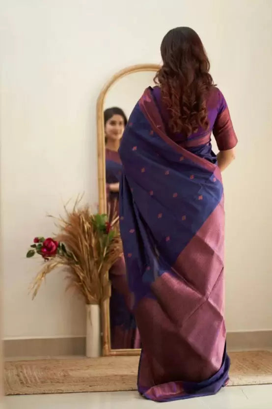 purple zari woven saree