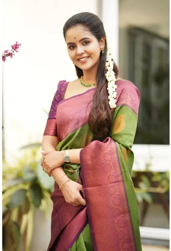 zari woven kanjivaram soft silk saree