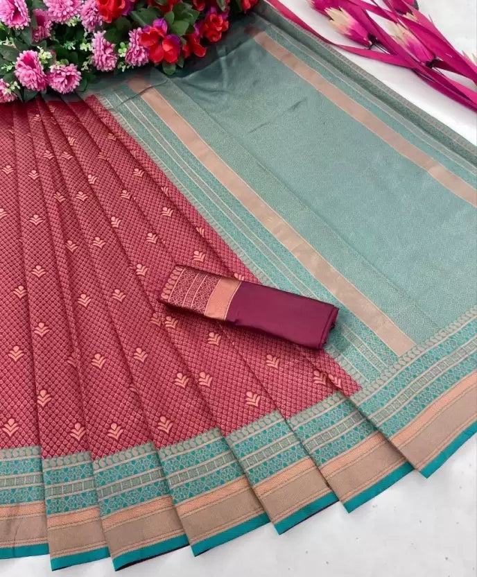 marron beautiful printed jacquard saree for wedding