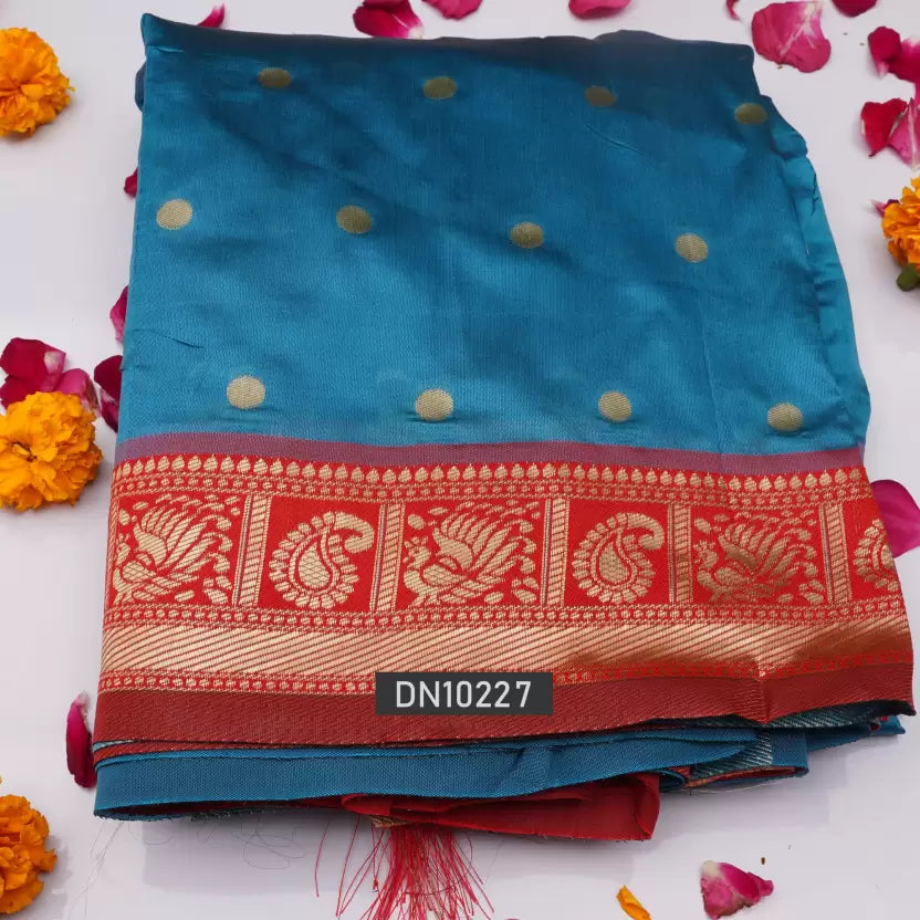 Women's Golden Zari Weaving Banarasi Soft Silk Jacquard Saree - Vootbuy