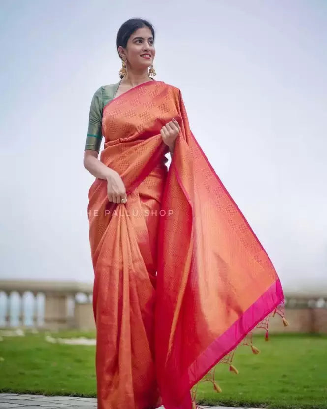 women's rich zari weaving kanjivaram soft silk jacquard saree