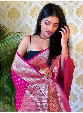 Violet Color Zari Woven Soft Silk Jacquard Saree for Party Wear