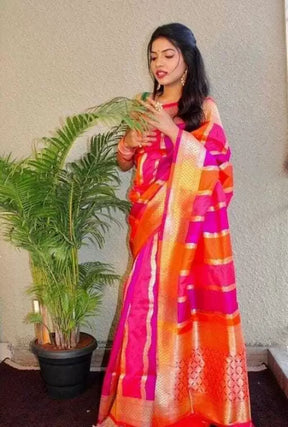 Heavy Brocade Full Zari Weaving Kanjivaram Pure Silk Saree - Vootbuy