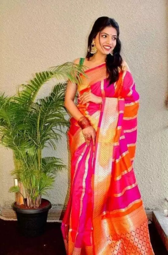 Heavy Brocade Full Zari Weaving Kanjivaram Pure Silk Saree - Vootbuy