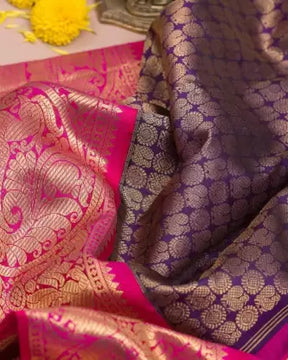 Women's Golden Zari Weaving Banarasi Pure Silk Saree for Wedding