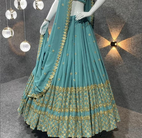 Light blue Colour Embroidered Attractive Party Wear Silk Lehenga choli