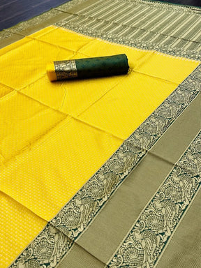 Luxurious Yellow Banarasi Silk Saree - Traditional Elegance