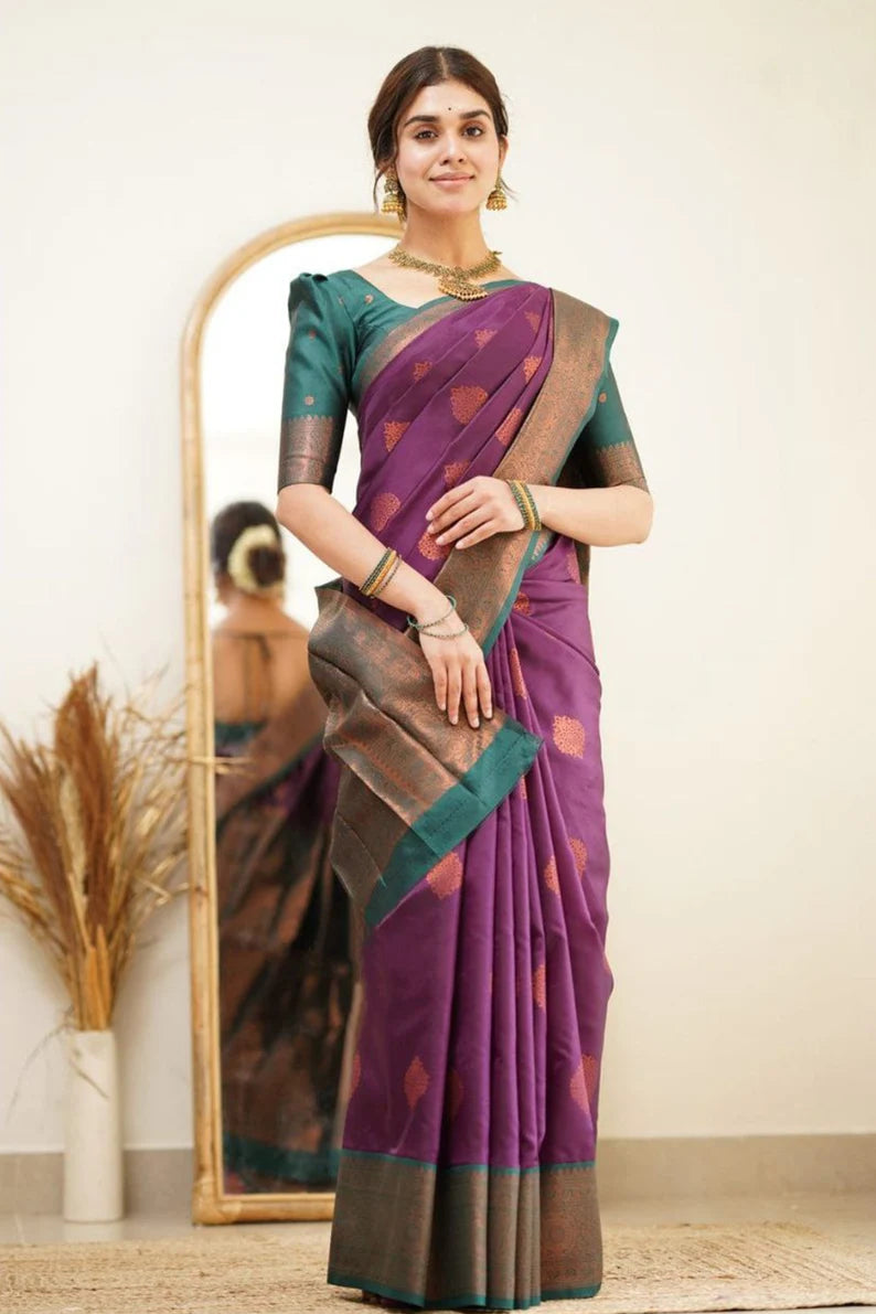 women's pure soft silk bridal saree with zari work